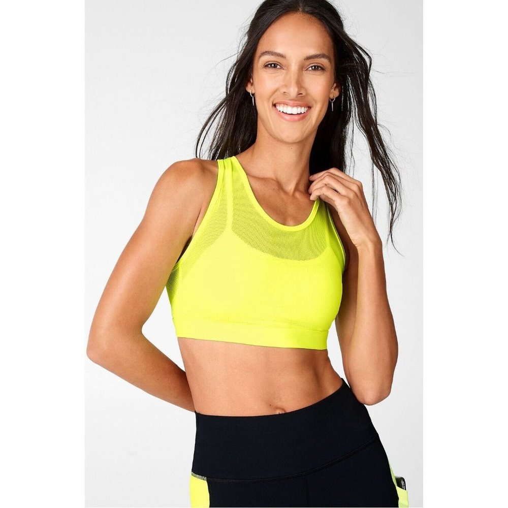 NWT Fabletics Neon Cross Back Faye High Impact Sports Bra XXL 14/16 Strappy